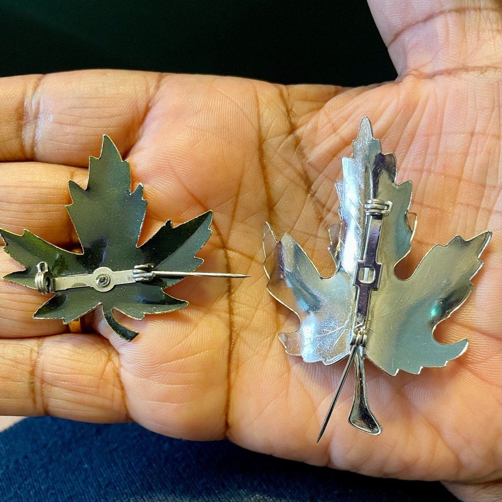 Leaf Brooch Pin Set. One Is Colorful Enamel. The … - image 5